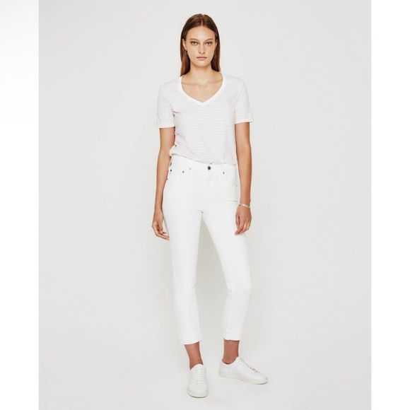 AG Ex-Boyfriend Slouchy Slim Crop Jeans 1 Year Base White Size 24 00 - Picture 6 of 16